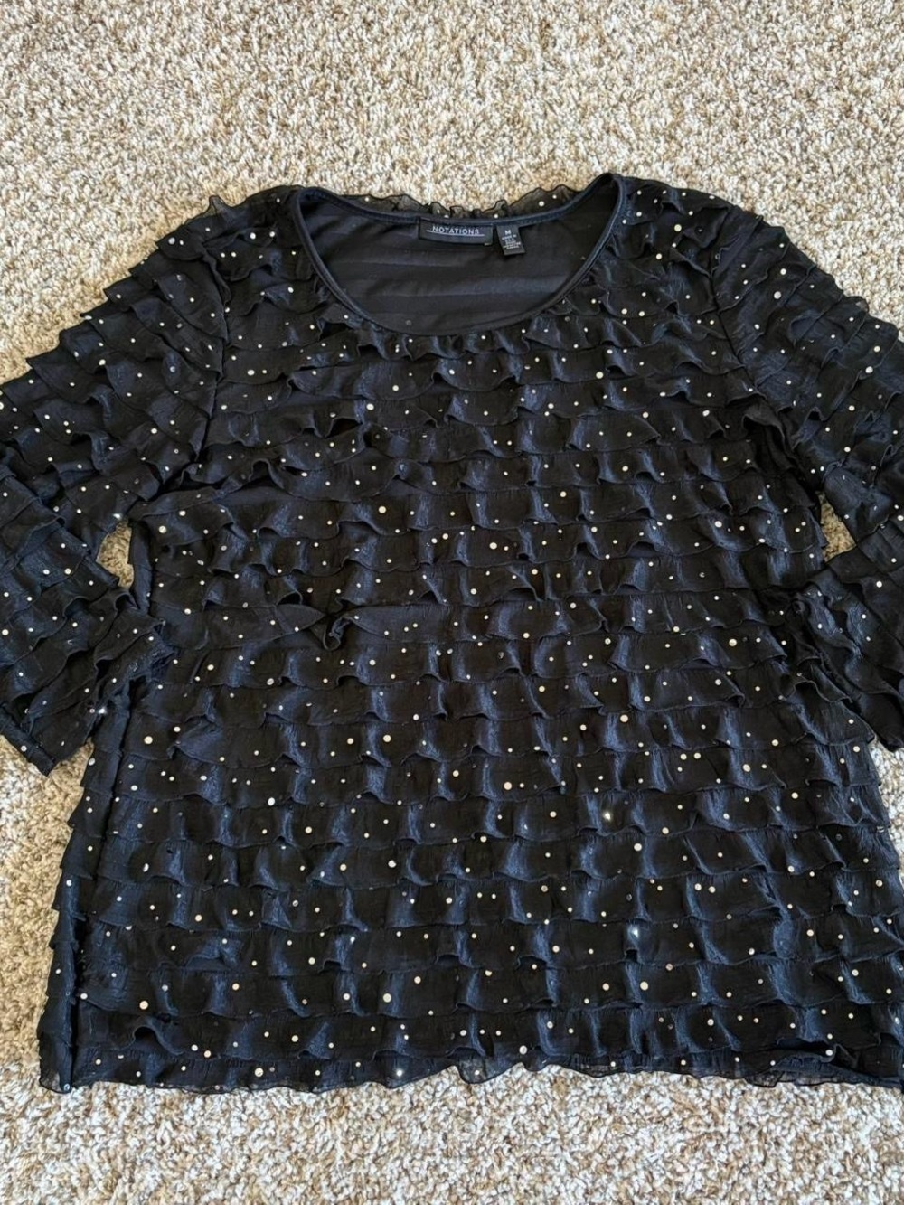 Women’s Black Ruffle Top - Picture 6 of 8